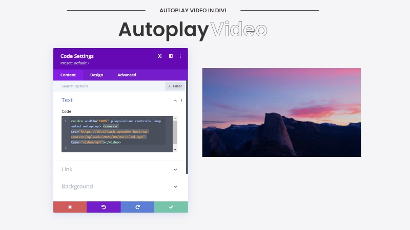 Autoplay Absolute Path Video in Divi 2